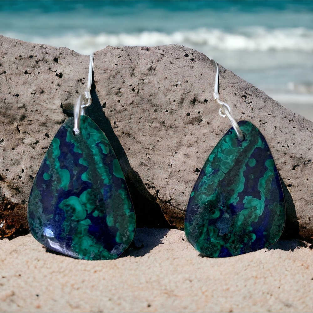 Azurite earrings. The stone of clairvoyance and spiritual guidance. NWT